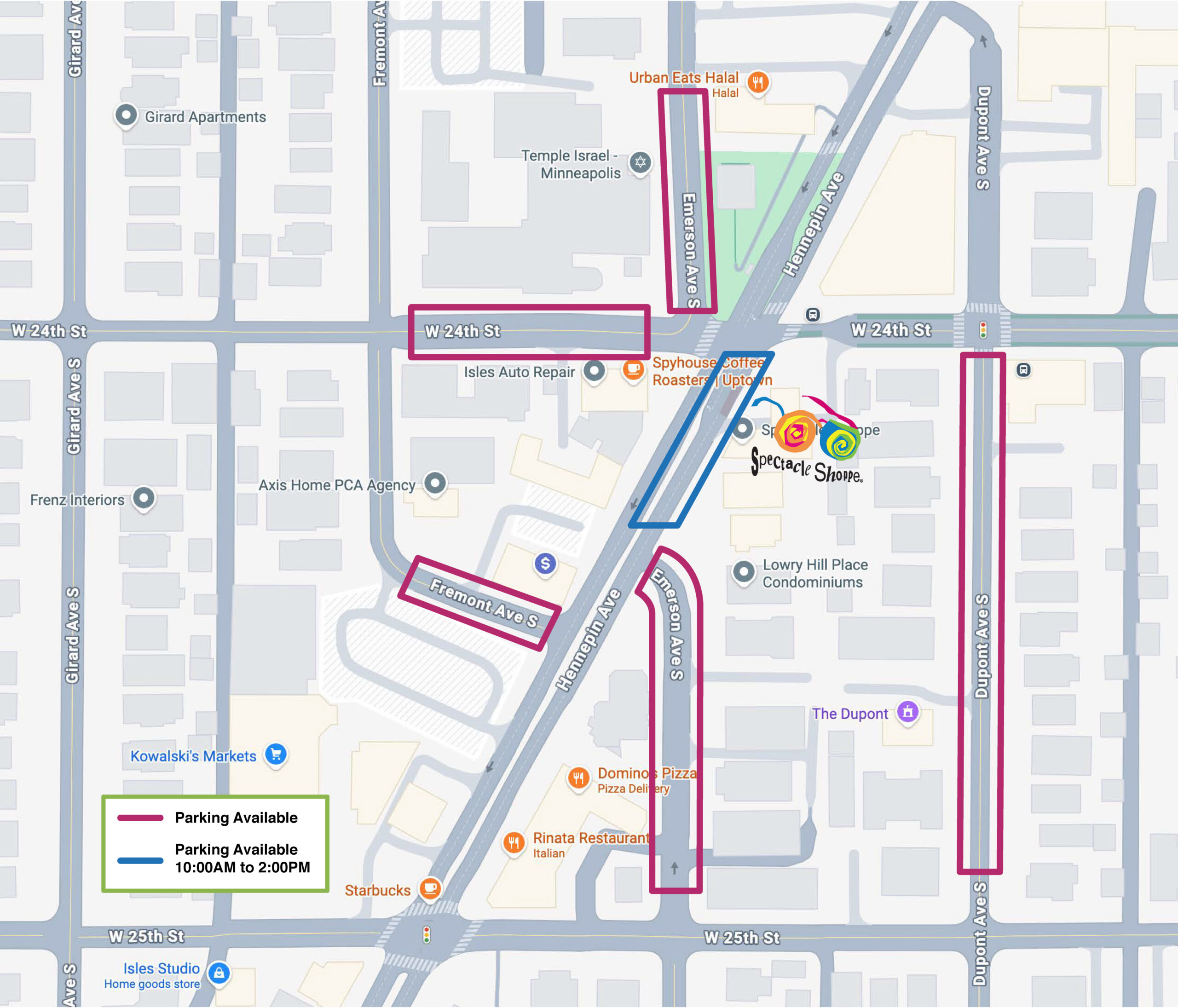 SpectacleShoppe_ParkingMap_05.26 Uptown parking map - Spectacle Shoppe